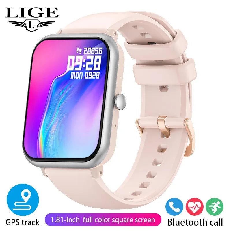 LIGE Montre intelligente GPS Suivi d'activité Appel Bluetooth Moniteur de santé 24h Sport Fitness Étanche Vente flash Bracelet femme