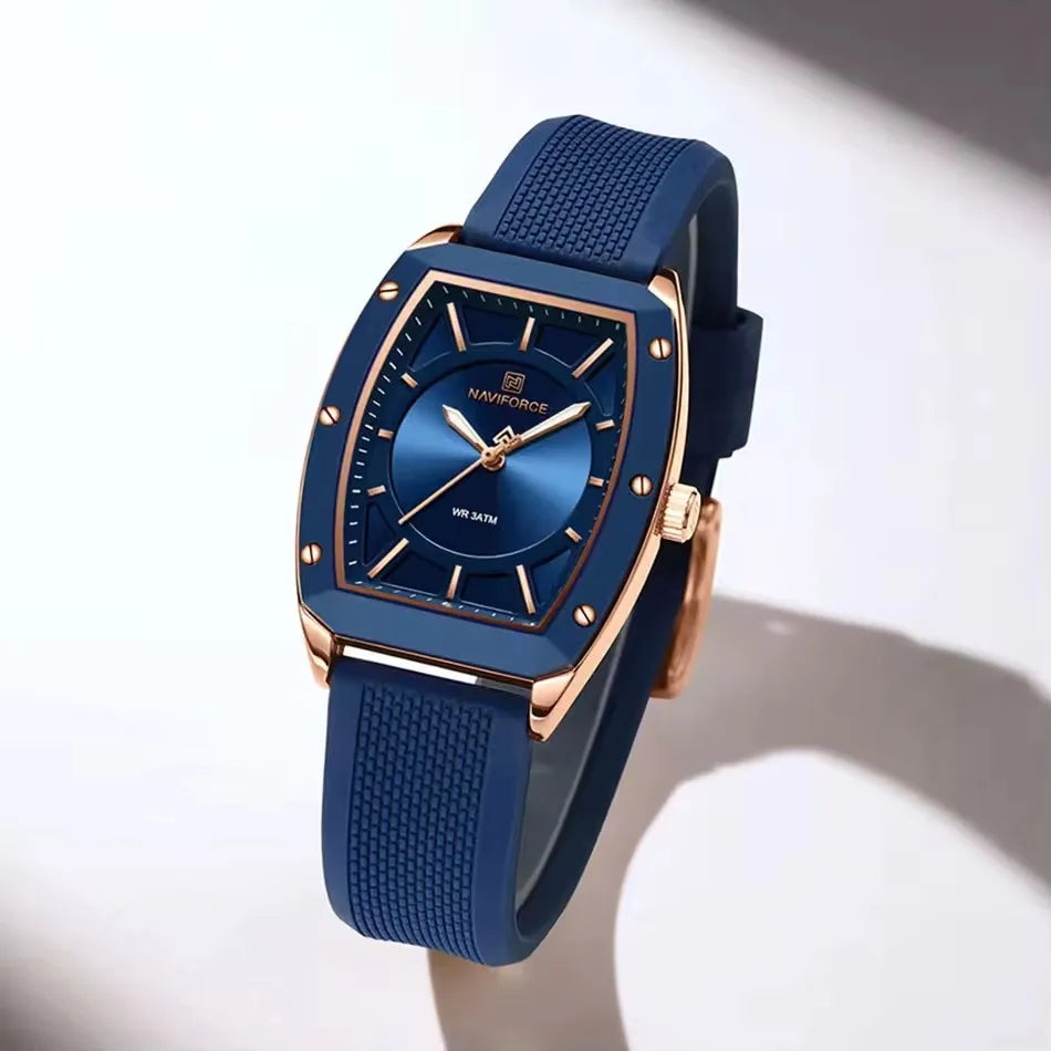 NAVIFORCE 5049 Montre-bracelet à quartz tendance pour femme, décontractée, lumineuse, étanche, bracelet en silicone, montres élégantes pour femme d'affaires