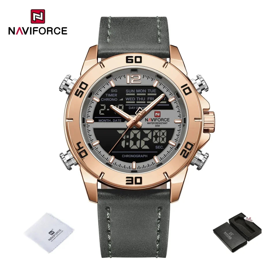 NAVIFORCE NF9253L Genuine Leather Band Luminous Date Clock