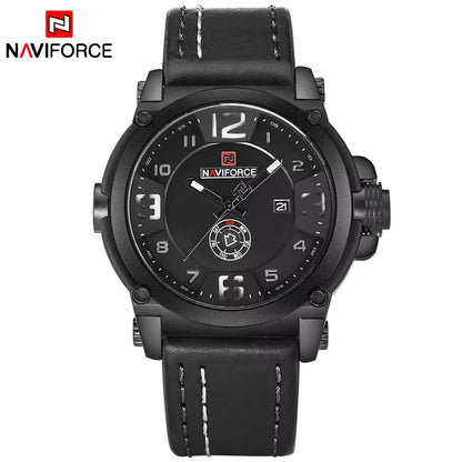 NAVIFORCE NF9099 Military Analog Date Watch Leather Strap