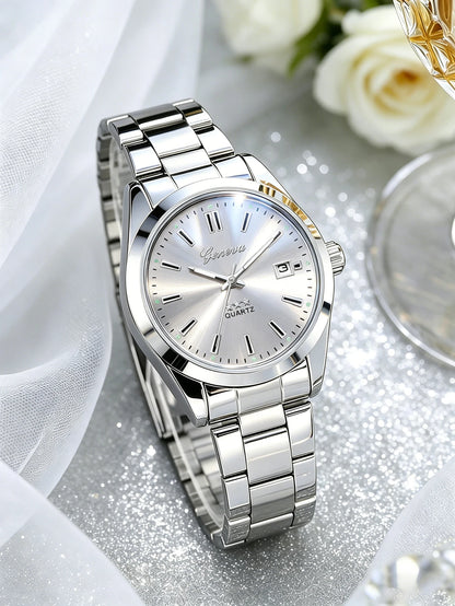 ChronoState Elegance Calendar – Women’s Quartz Steel Watch | Fashion Daily Wristwatch