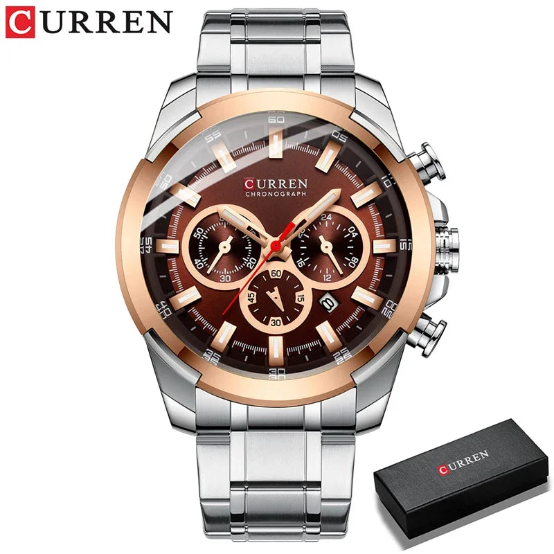 Montre à quartz CURREN pour hommes, marque de luxe, mode, affaires, montres en acier étanches pour hommes, montre-bracelet de sport, Relogio Masculino