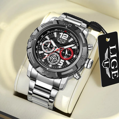 Relogio Masculino LIGE Sport Men Watch Montre Homme de Luxe de Marque Supérieure à Quartz Montre-Bracelet Homme Tendance Militaire Étanche Chronographe Horloge Masculine