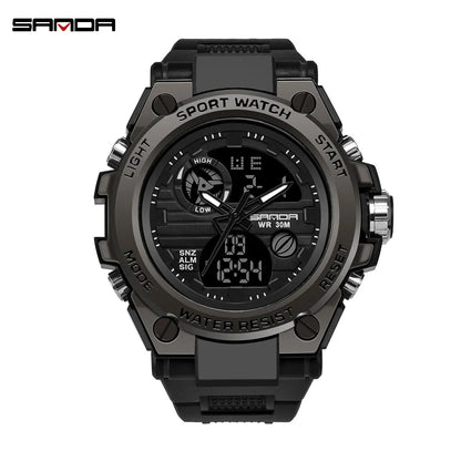 SANDA Montres de Luxe Hommes Militaire Armée Montre Homme Étanche Sport Montre-Bracelet Double Affichage Homme Relogio Masculino