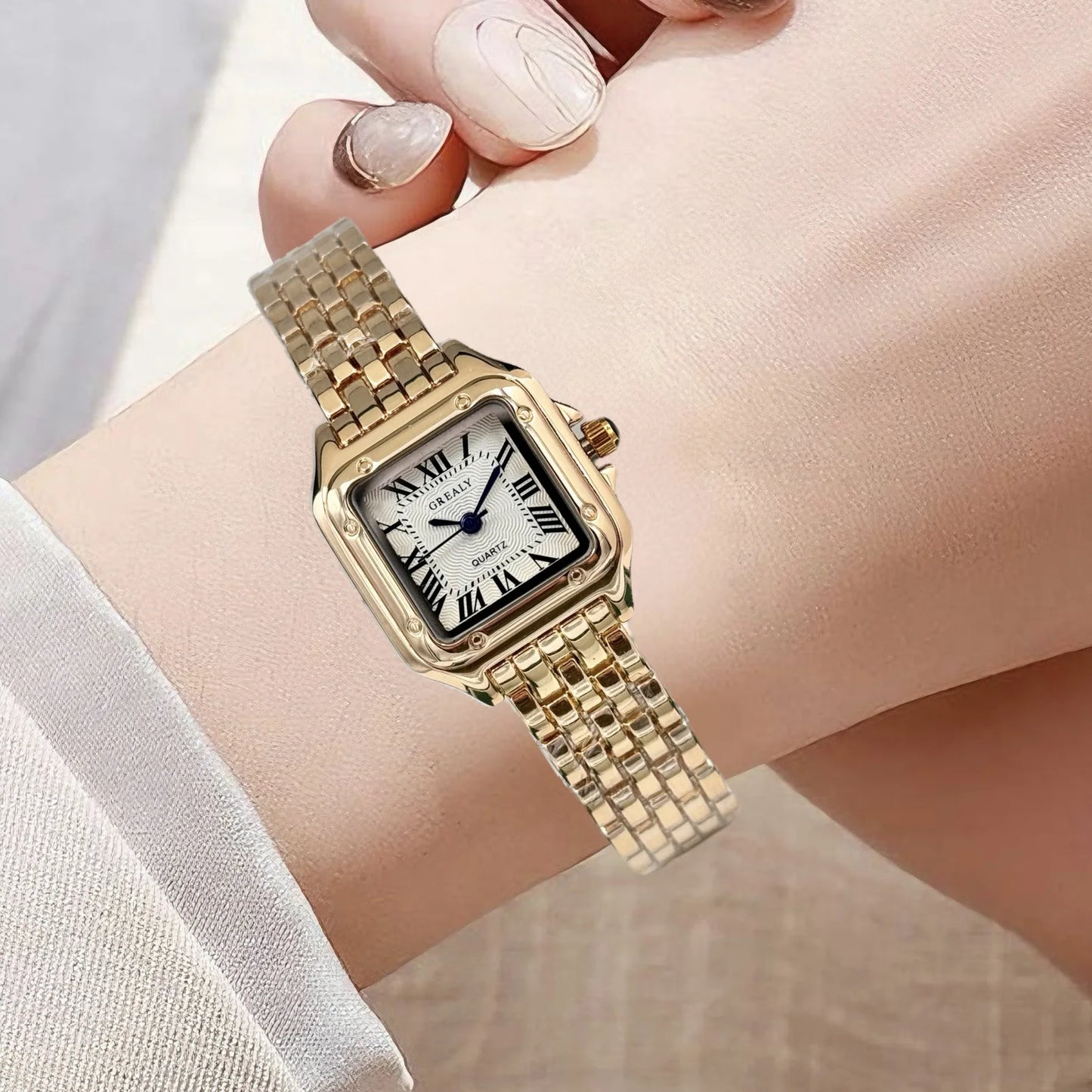 Montre femme tendance 2026, calendrier, acier inoxydable, luxe, quartz, affaires, horloge féminine (sans boîte)