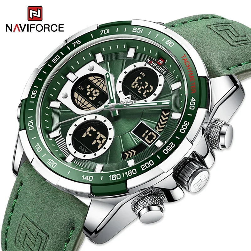 Montre Militaire NAVIFORCE pour Homme Chronographe Multifonction Sport Étanche 3ATM avec Alarme Affichage Jour et Date Cadeaux pour Hommes Horloge