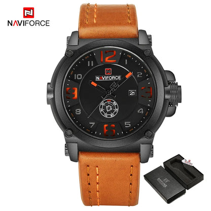 NAVIFORCE Marque de Luxe Homme Sport Militaire Montre à Quartz pour Homme Horloge Analogique Date Bracelet en Cuir Montre-Bracelet Relogio Livraison Gratuite