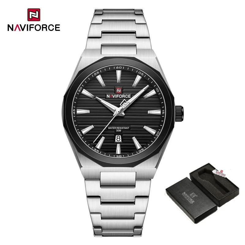 NAVIFORCE Montre-bracelet à quartz étanche Mode Point lumineux Homme Affichage de la date Montre de sport Montres pour homme Relogio Masculino