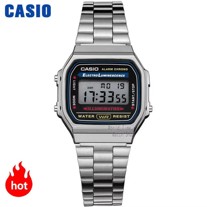 Montre Casio argentée pour hommes, ensemble de luxe, affichage numérique LED, étanche, à quartz, style sportif militaire, montre-bracelet relogio masculino