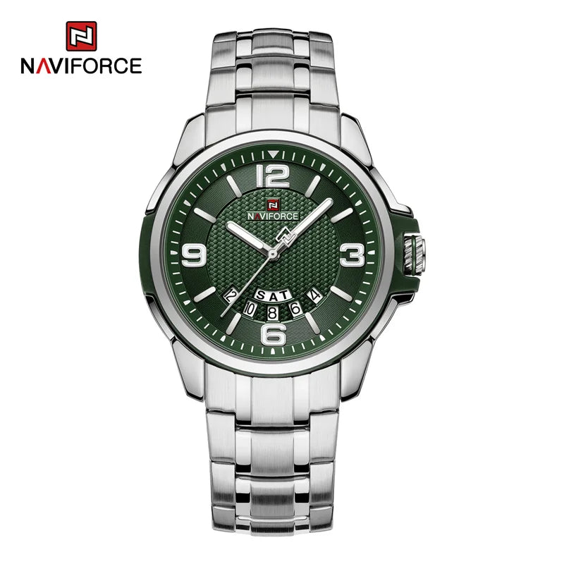 Montre-bracelet à quartz décontractée pour hommes, marque NAVIFORCE, en acier inoxydable, style affaires, étanche et lumineuse, Relogio