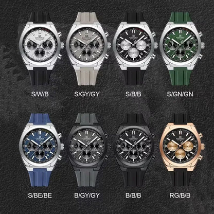 NAVIFORCE Montres Homme Chronographe Multifonctionnel Bracelet en Silicone Aiguilles Lumineuses Étanche 3ATM Haute Qualité Original pour Homme