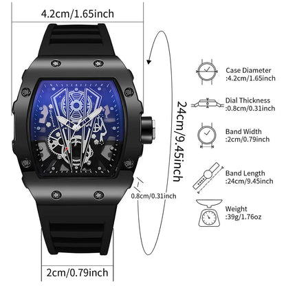 1/2 Montres homme tendance Montre de luxe à grand cadran à quartz Montre de sport décontractée à bracelet en silicone Reloj Hombre (sans boîte)