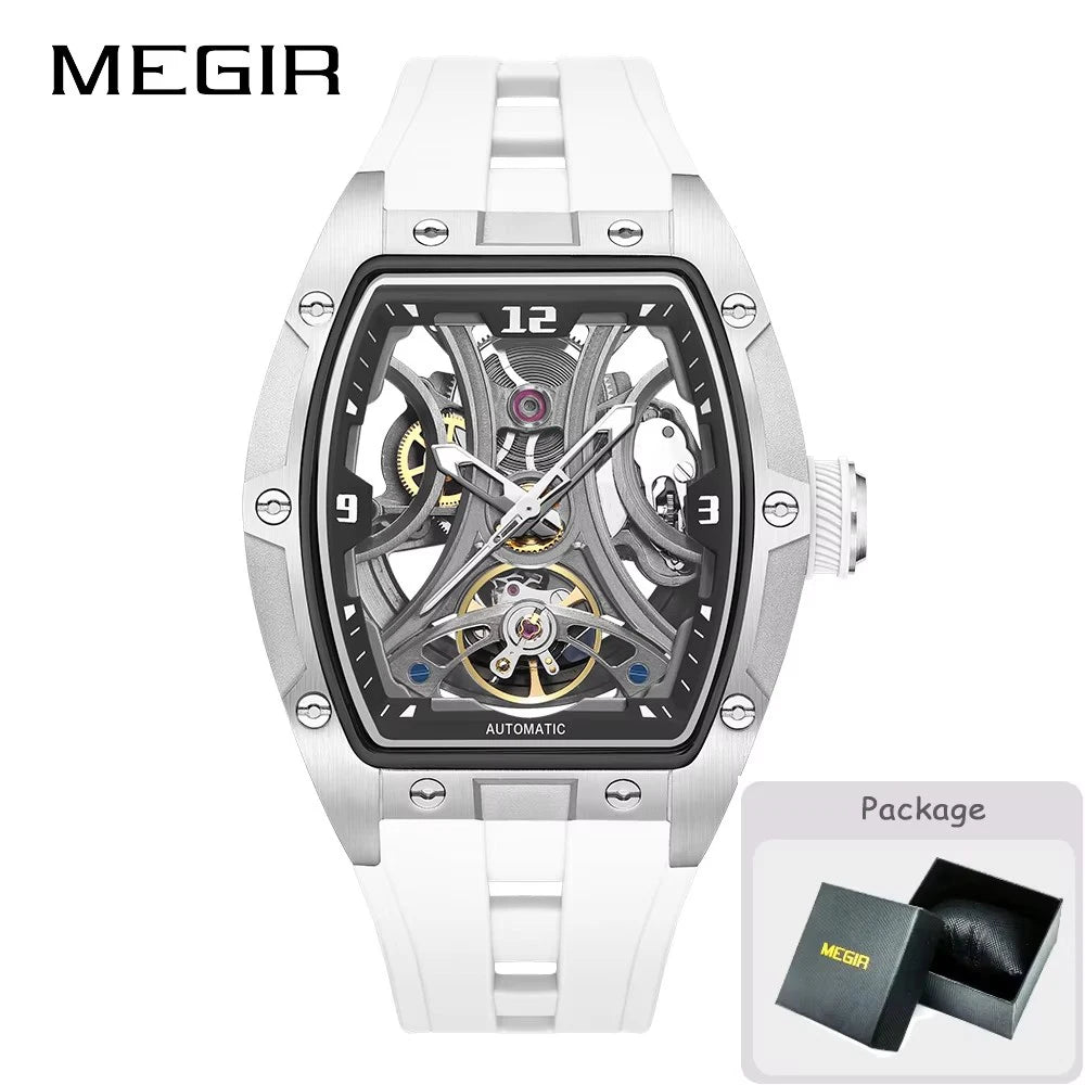 MEGIR 2026 Nouvelle montre automatique mécanique pour homme, marque de luxe, mouvement en acier inoxydable, étanche, Relogio