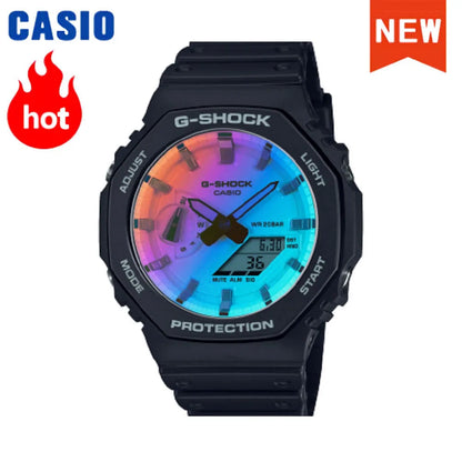 Montre homme Casio GA-2100 série 2026 Flame Inside, montre tendance sport multifonction mode antichoc à disque de couleur G-SHOCK