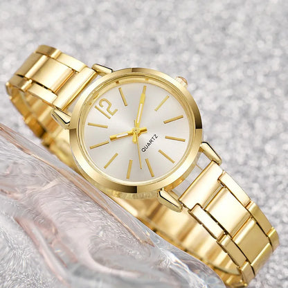 Ensemble 2 Pièces Montre Femme Luxe Tendance Bracelet Fin Doré Montre pour Bracelet Montre Femme Montre-bracelet Féminine Horloge Femme