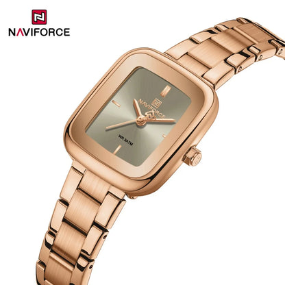 Montre-bracelet NAVIFORCE NF5075 décontractée pour femme avec bracelet en acier inoxydable résistant