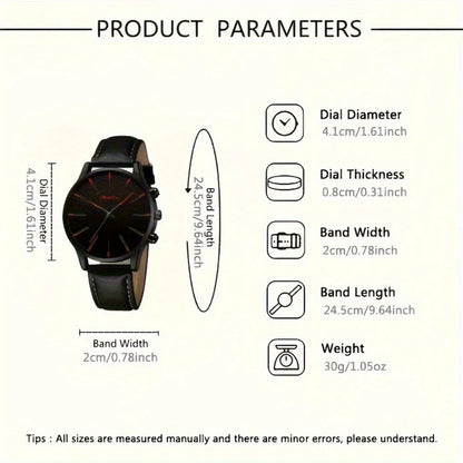 Lot de 4 montres décontractées pour hommes, ensemble de montres à quartz avec bracelet en cuir PU, le cadeau idéal pour les hommes !
