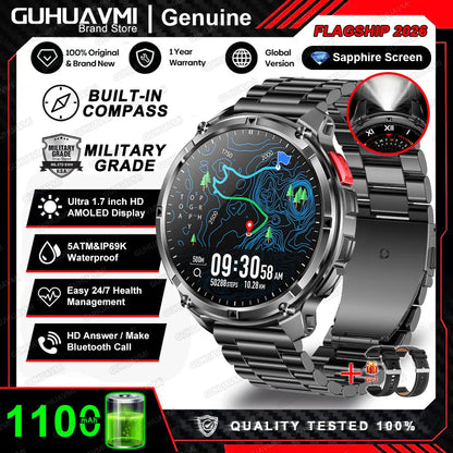 Montre connectée 2026 New T-Rex3 Pro 1100mAh Batterie GPS 5ATM Étanche Sport Course Extérieur Boussole Militaire