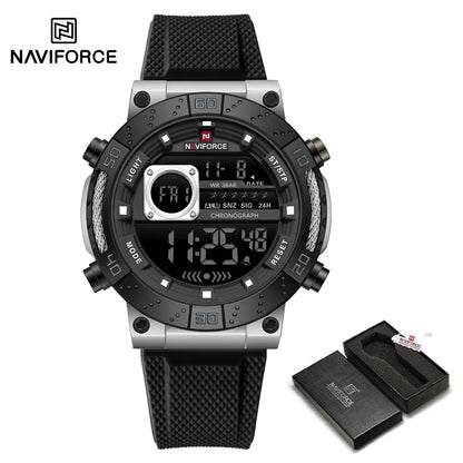 NAVIFORCE – Montres militaires pour hommes, à quartz numérique, en silicone, chronographe, étanche, avec affichage de la date