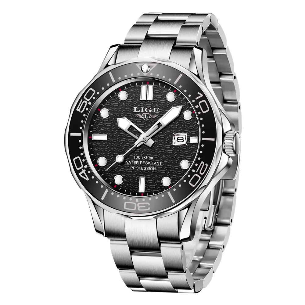 2026 LIGE Nouvelle Montre Homme D'Affaires Grande Marque Luxe Montre de Plongée Pour Hommes Étanche Date Horloge Montre de Sport Relogio Masculino+Boîte