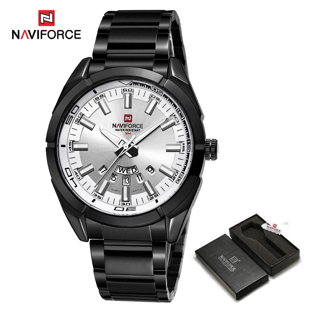 Montres Hommes NAVIFORCE, en Acier, Étanche, Quartz, Date, Montre-Bracelet de Luxe pour Homme de Marque Supérieure, relogio masculino