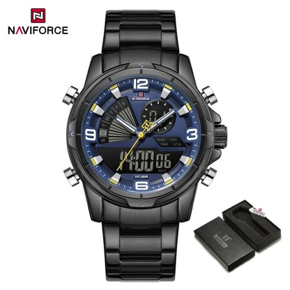 NAVIFORCE Montres de Luxe Militaires pour Hommes Chronographe Mode Alarme Montres-bracelets à Quartz pour Hommes Sports Calendrier Mensuel Étanche Cadeau