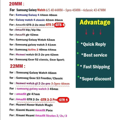 20mm/22mm Strap For Samsung Galaxy Watch Active 2 40mm 44mm 3 Gear Sport Wrist Bracelet Replacement Watchband 20mm 22 Watch Band
