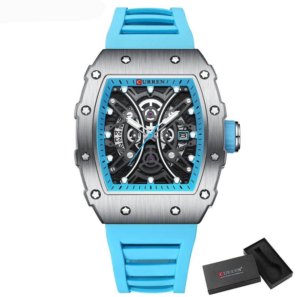 CURREN 3D Collection Rectangular Silicone Strap Watch