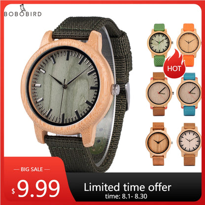 Montre en bois BOBO BIRD pour hommes et femmes Montres en bois unisexes légères fabriquées à la main Offre à durée limitée personnalisée