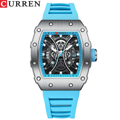 CURREN 3D Collection Rectangular Silicone Strap Watch