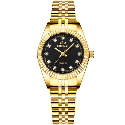 ChronoState Golden Aura Rhinestone Quartz Watch for Women
