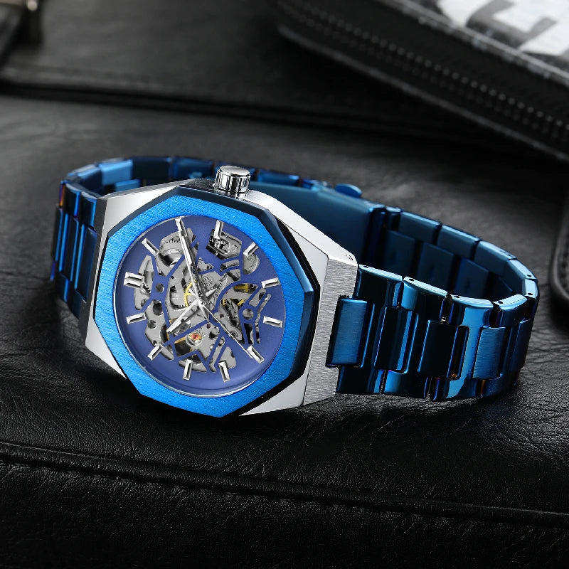 FORSINING Montres Homme Automatiques de Marque Supérieure Mécanique Transparente Étanche Militaire en Acier Inoxydable Montres-bracelets Sport