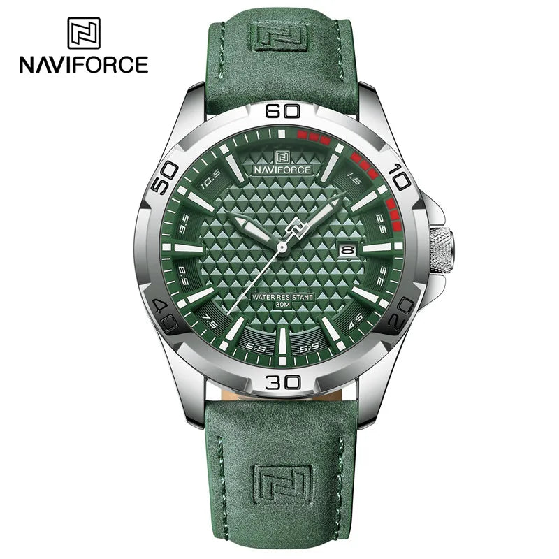 Montre à quartz pour hommes NAVIFORCE de grande marque, Sportive, antichoc, étanche, en cuir, masculine, mode de luxe, décontractée avec calendrier