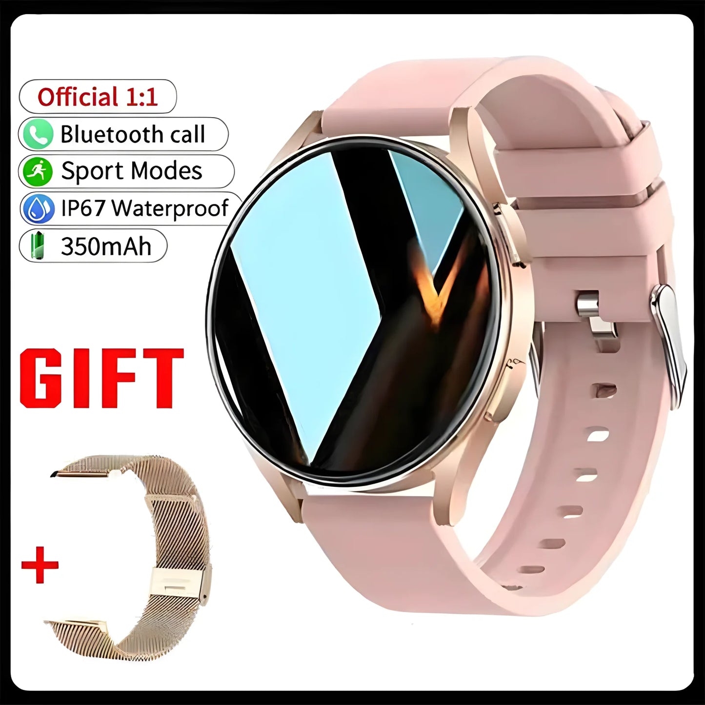 Montre Connectée Bluetooth Pro Appel 1,39 Pouces Cadrans Personnalisés Musique Sport Homme Femme Montre 6 Moniteur de Santé Smartwatch Pour Android IOS