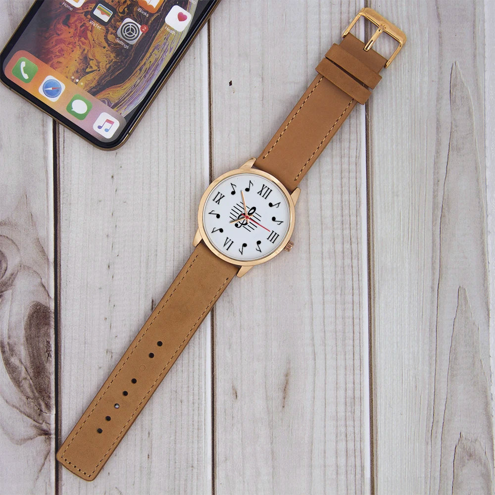 Montres-bracelets à quartz à symbole, Souvenir, Livraison gratuite, Montre-bracelet en or rose pour homme, Cadeau d'expert en musique, Naviforce, Note noire, Argent