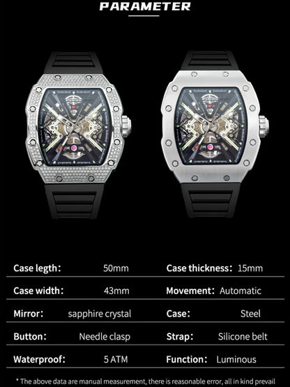 PINDU Mechanical Watch Sapphire Dial Stainless Steel Case