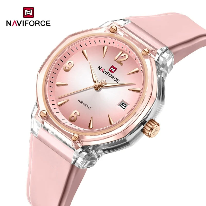 NAVIFORCE Montres de Luxe pour Femmes 2026 Montre-Bracelet à Quartz Tendance avec Calendrier Étanche Lumineuse