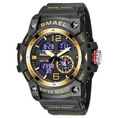 SMAEL 8007 digital watch with dual time display, stopwatch and LED backlight