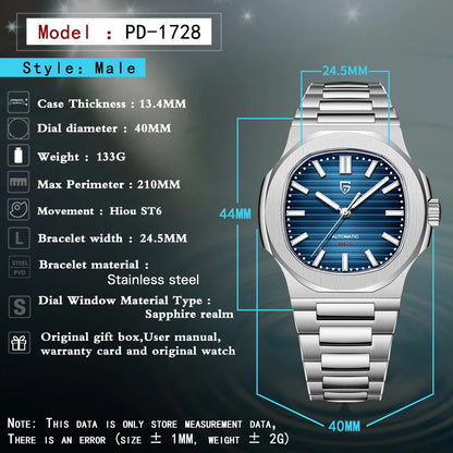 PAGANI DESIGN 2025 Nouvelles montres homme Montre automatique de luxe pour homme Mécanique 40MM Montre-bracelet Acier inoxydable Verre saphir AR