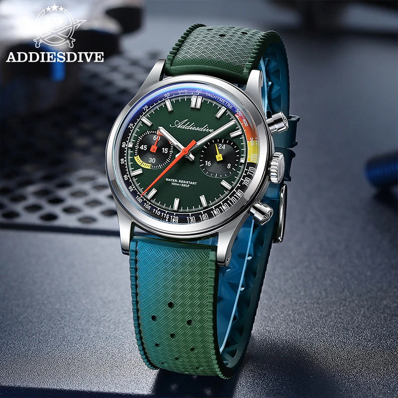 ChronoState ADDIESDIVE VK64 – Montre chronographe 38MM | Montre à quartz étanche 100M lumineuse BGW9