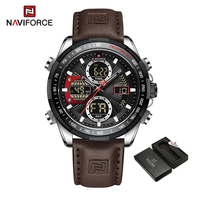 Montre Militaire NAVIFORCE pour Homme Chronographe Multifonction Sport Étanche 3ATM avec Alarme Affichage Jour et Date Cadeaux pour Hommes Horloge