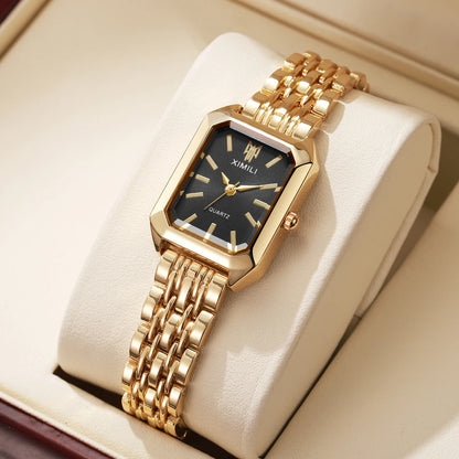 Montres de Luxe pour Femmes, Montre-Bracelet de Forme Rectangulaire en Acier, à Quartz, Reloj Mujer, Relogio Feminino, Cadeau pour Fille