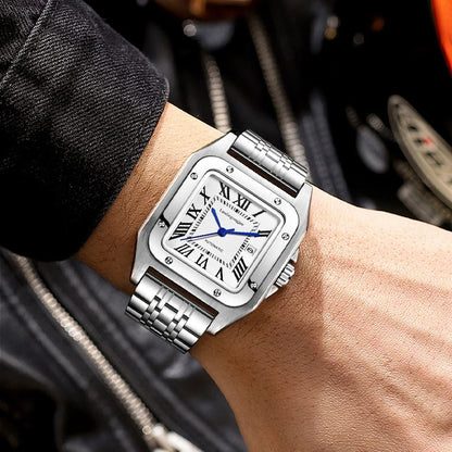 High-End Luxury Square Automatic Mechanical Watch for Men, with Hollow Butterfly Clasp, Fashionable Business Casual Versatile Stylish Men's Wristwatch, Suitable for Wearing in Various Occasions, the First Choice Gift for Your Boyfriend on Valentine's Day