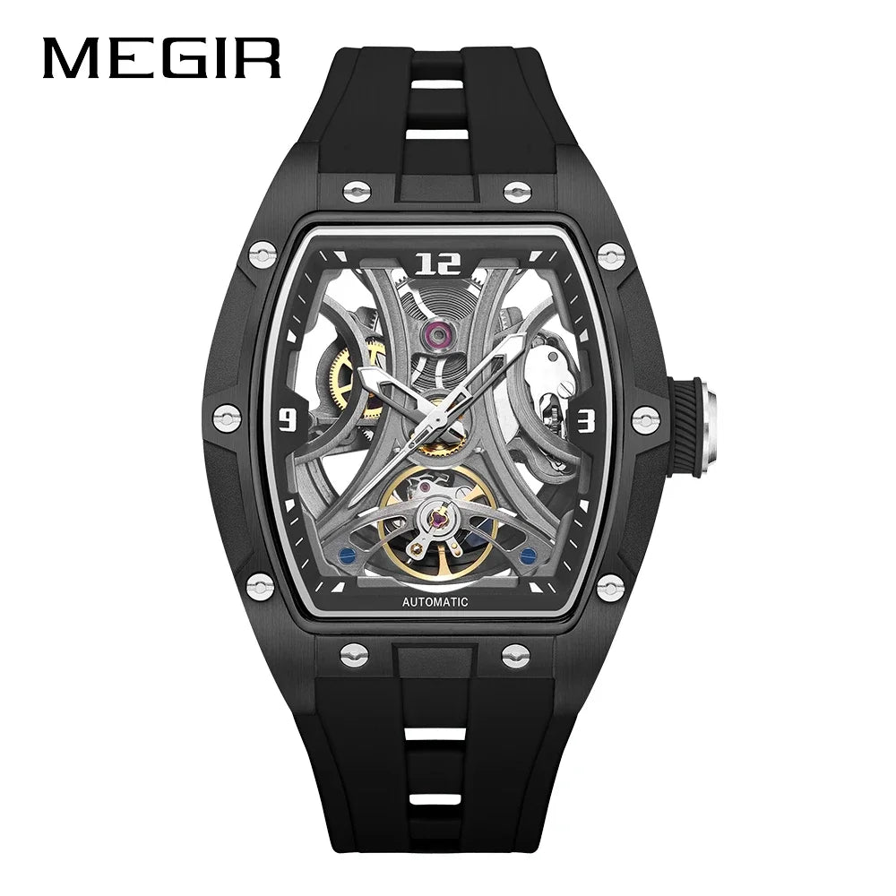 MEGIR 2026 Nouvelle montre automatique mécanique pour homme, marque de luxe, mouvement en acier inoxydable, étanche, Relogio