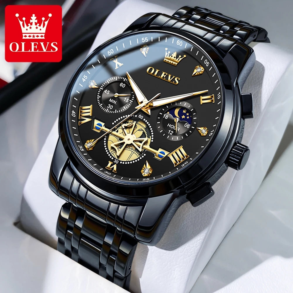 OLEVS Classic Multifunctional Flywheel Moon Phase Watch