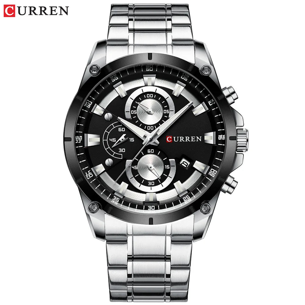 Montre-bracelet homme à quartz CURREN 8360, étanche, de style professionnel, minimaliste, en acier inoxydable, multifonction, six aiguilles, avec calendrier