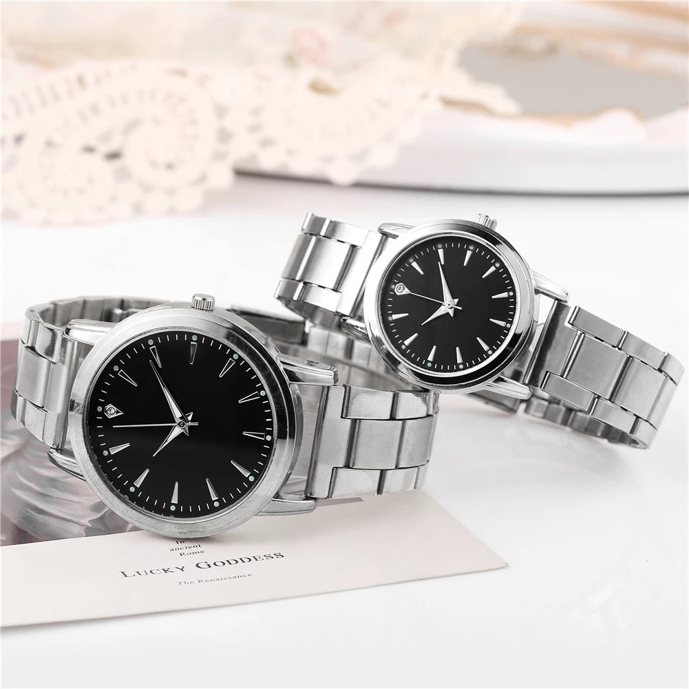 2 Montres de Couple Homme Montre d'Affaires Femme Montre à Quartz Analogique Tendance (Sans Boîte)