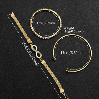 Lot de 4 montres à cadran arabe tendance pour femme, montre-bracelet à quartz pour femme avec strass, ensemble de bracelets Reloj Mujer (sans boîte)