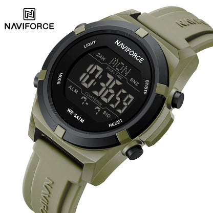 NAVIFORCE – Montre de sport numérique militaire de luxe pour homme, étanche, bracelet en silicone, Relogios Masculino