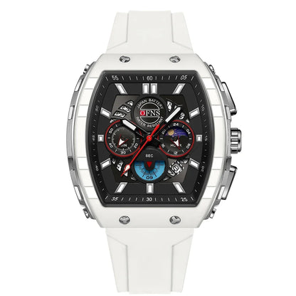 Montres-bracelets de mode en quartz OFNS pour homme, lumineuses, étanches, chronographe, calendrier, bracelet en silicone, montre de sport de luxe d'extérieur pour homme